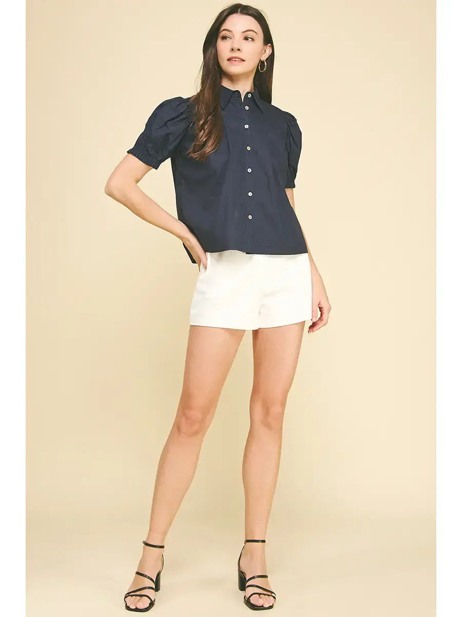 TUCKED DETAIL BUTTON DOWN BLOUSE