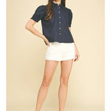 TUCKED DETAIL BUTTON DOWN BLOUSE