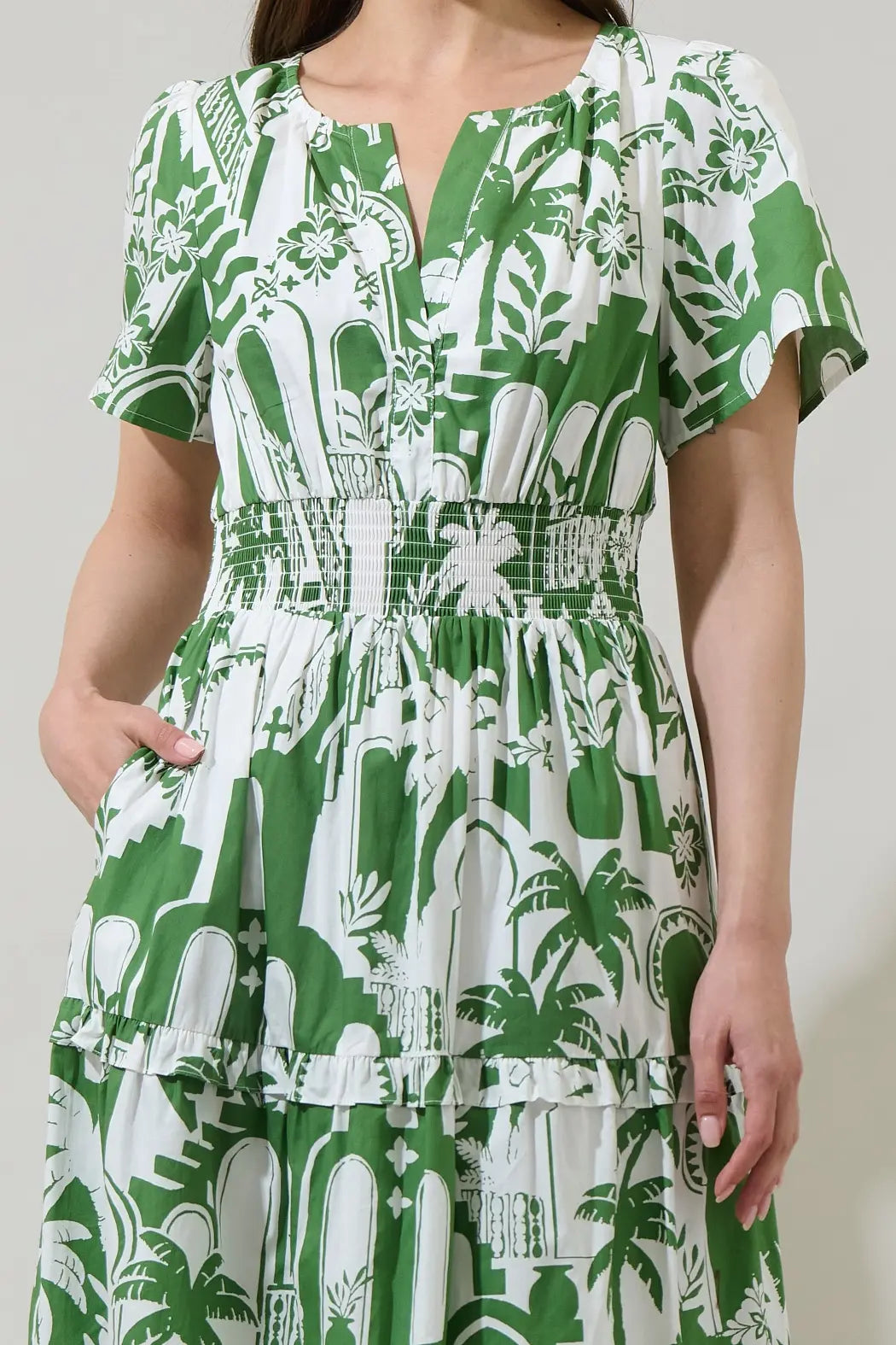 NALA CITY POPLIN TIERED MAXI DRESS