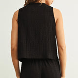 CRINKLED SLVLESS TOP