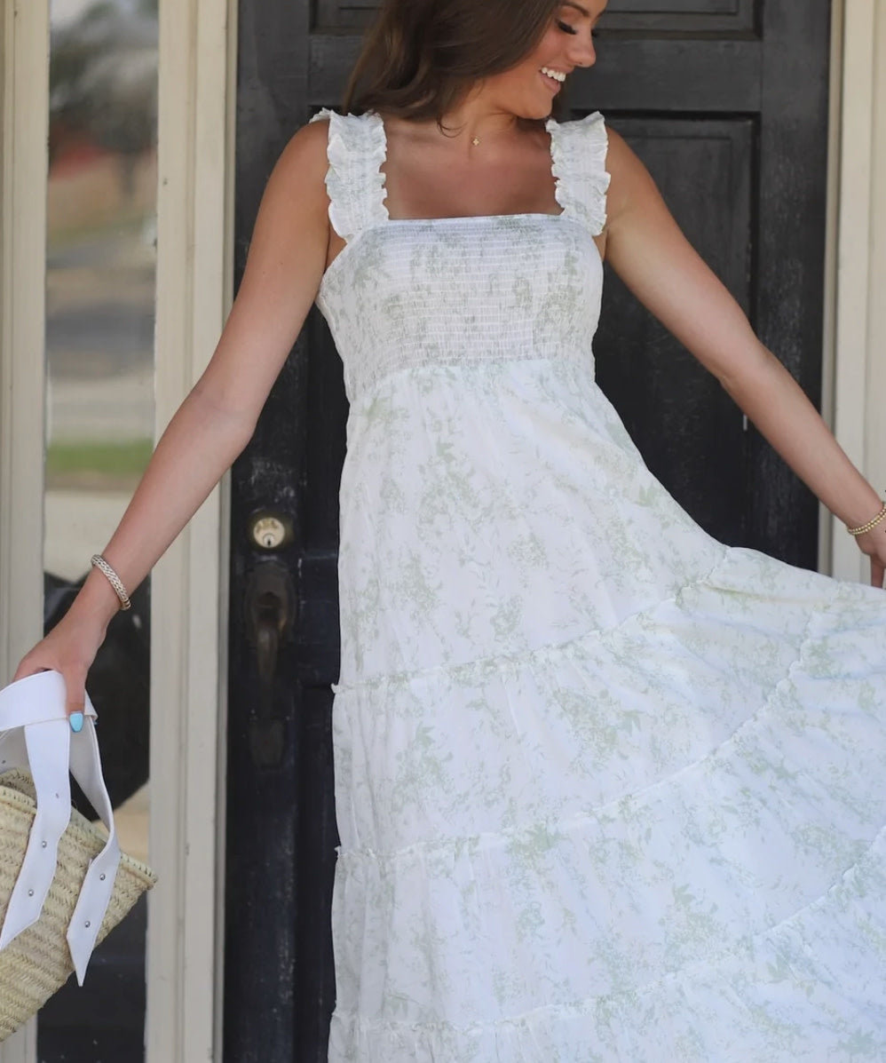 IVY SMOCKED & TIERED MAXI DRESS