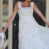IVY SMOCKED & TIERED MAXI DRESS