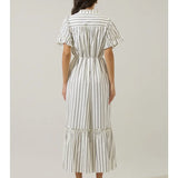 ALIYA STRIPED BUTTON UP MIDI DRESS
