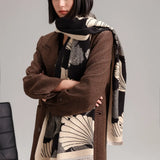 REVERSIBLE WRAP BLACK/CREAM GINKGO