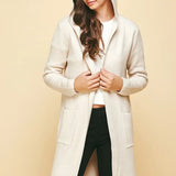 HOODED OPEN KNIT CARDIGAN