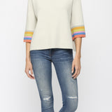 MOCK NECK BELL SLV W/STRIPES