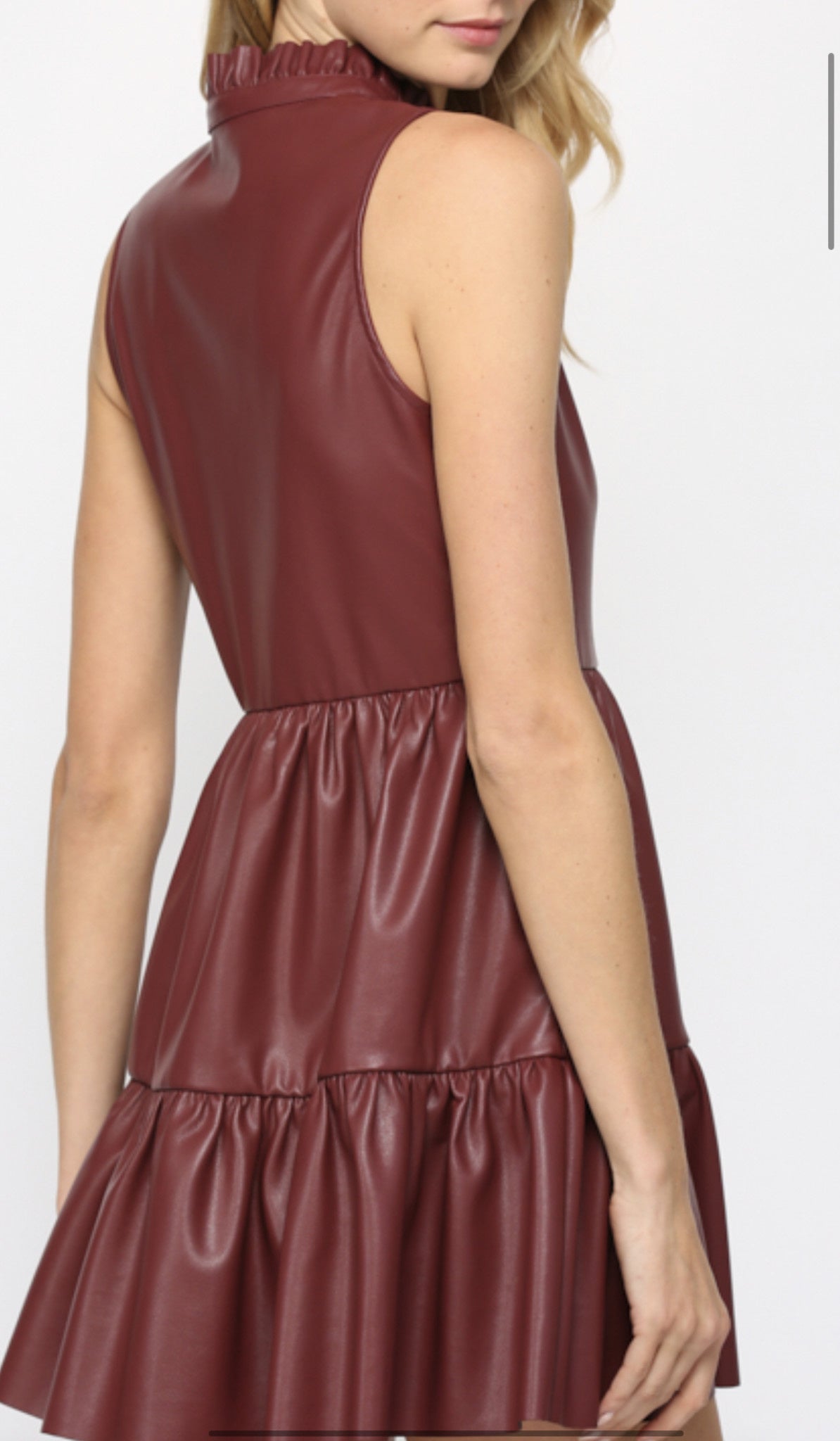 VEGAN LEATHER SLVLS MINI DRESS
