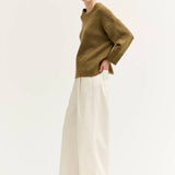 WIDE RIB KNIT TRIM SWEATER