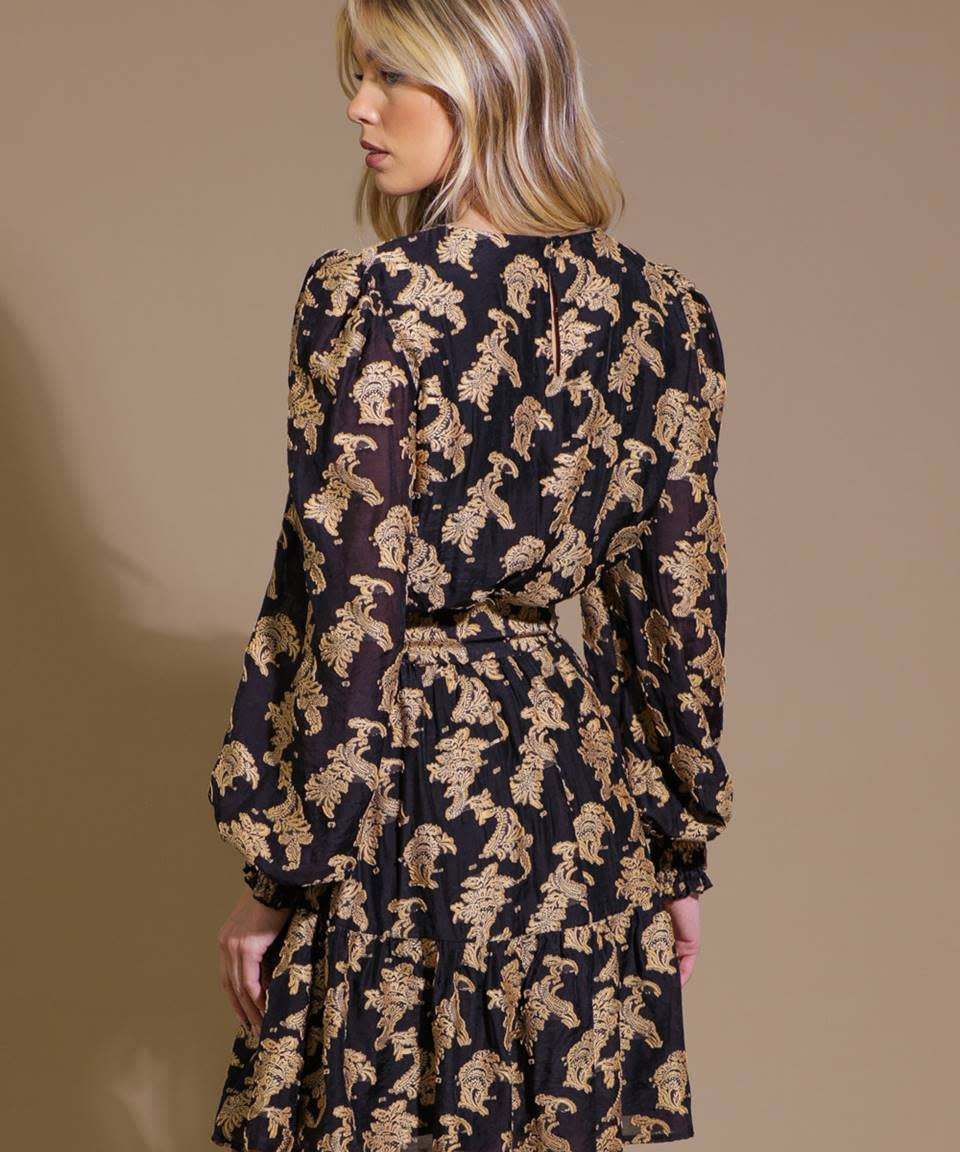 WOVEN JACQUARD MINI DRESS