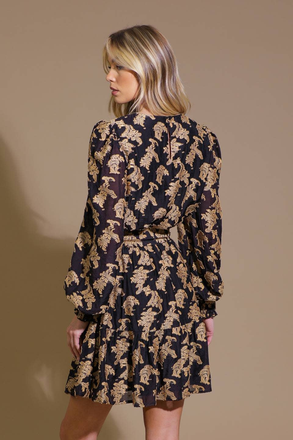 WOVEN JACQUARD MINI DRESS