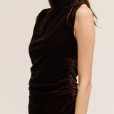 Mock Neck Velvet Sleeveless Top