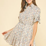 FLORAL BUTTON DOWN MINI DRESS