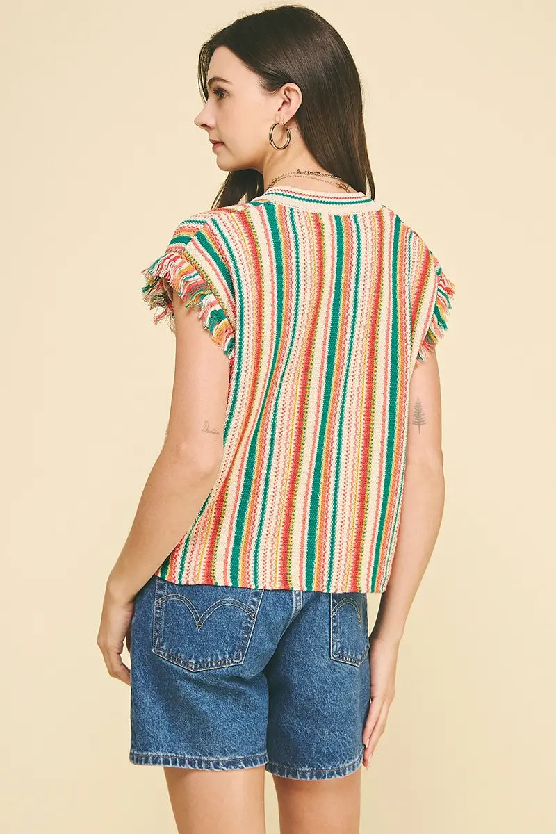 COLOR BLOCK CROCHET TOP