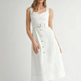 SWEETHEART BUTTON MIDI DRESS