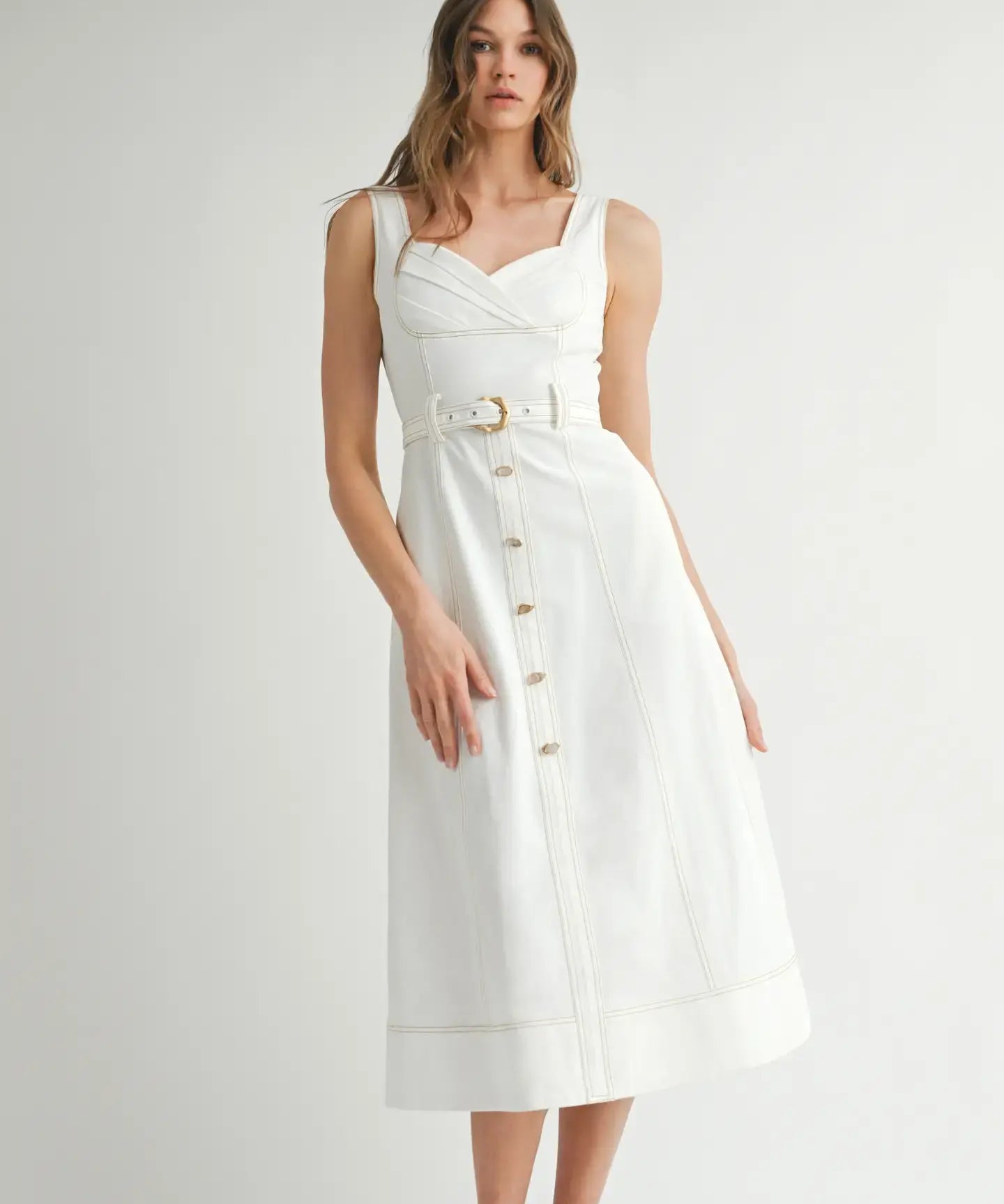 SWEETHEART BUTTON MIDI DRESS