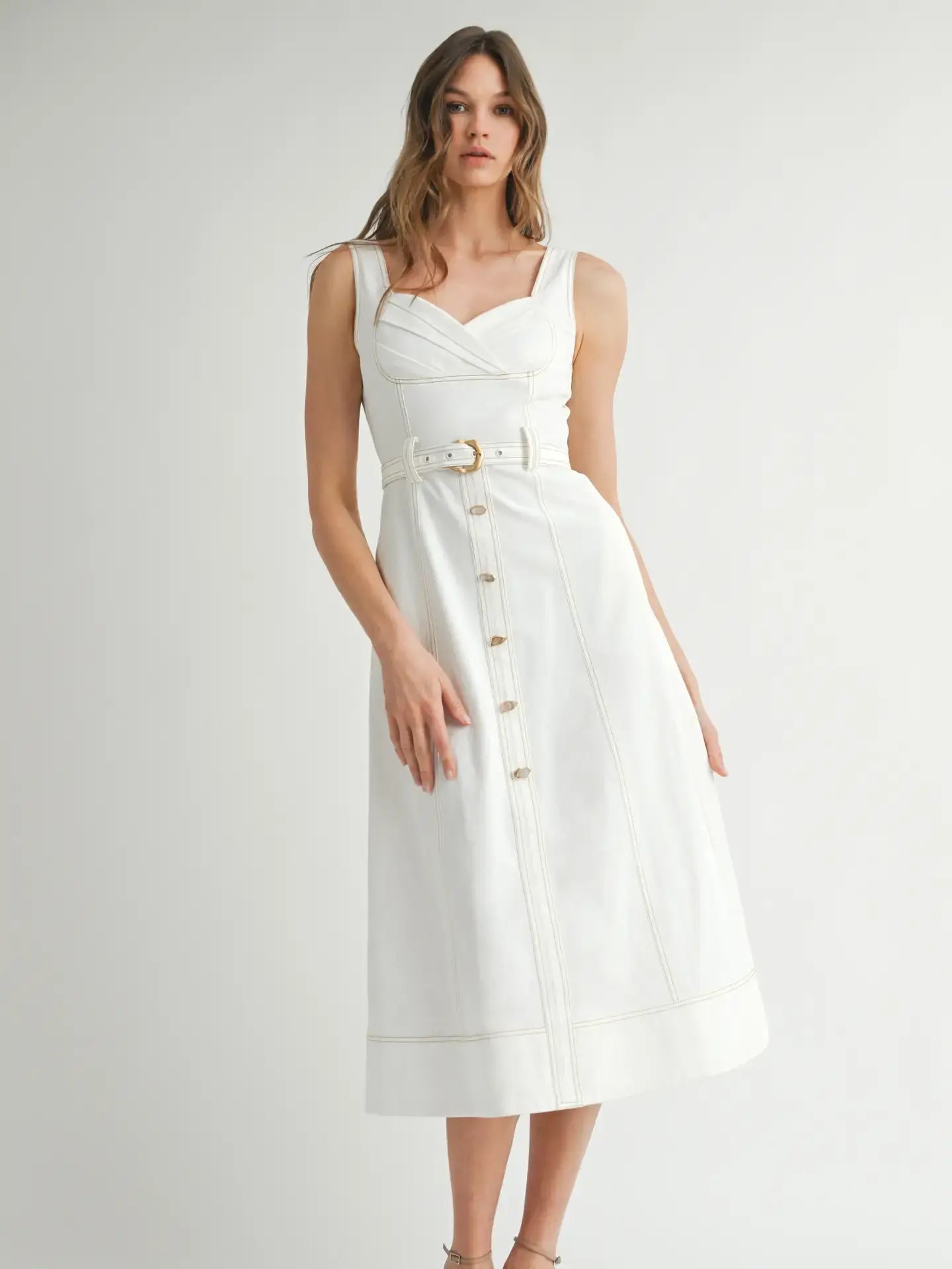 SWEETHEART BUTTON MIDI DRESS