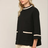 CONTRAST MOCK NECK SWEATER