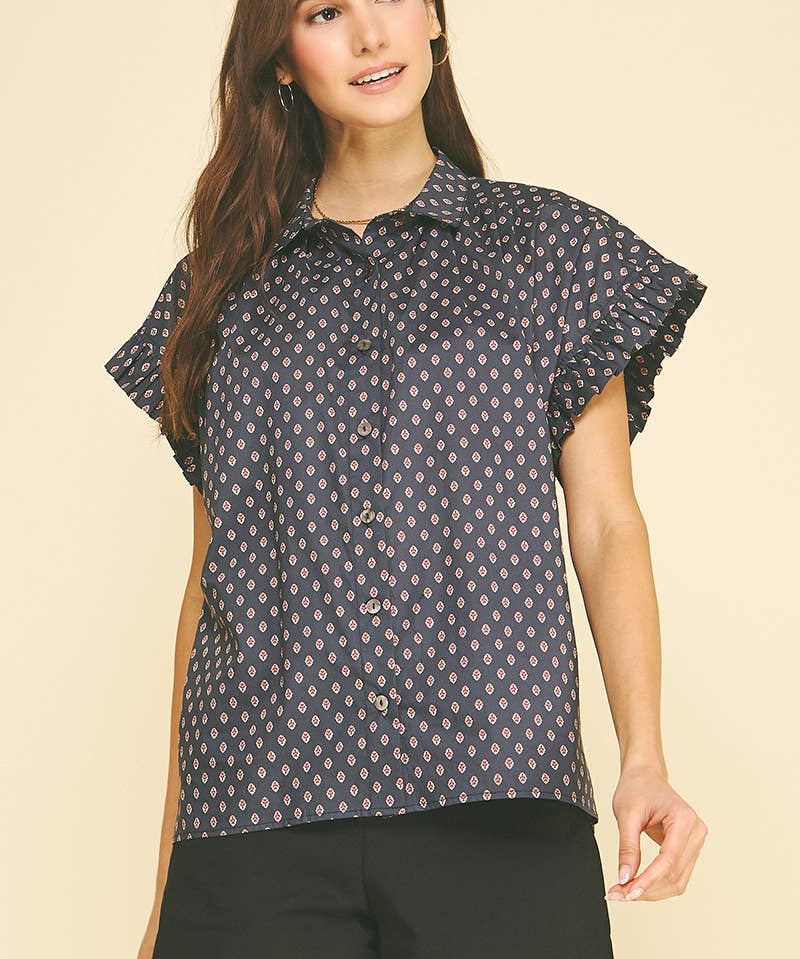 GEOMETRIC DIAMOND PRINT SHIRT