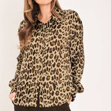 Silky Leopard Button Down Blouse