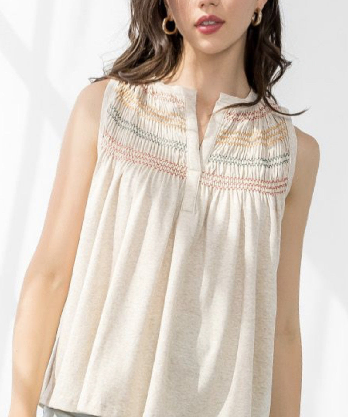 SMOCKED ZIG ZAG SLVLS TOP