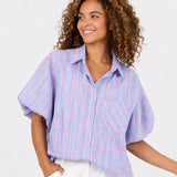 RAVEN PINSTRIPE SSLV BLOUSE