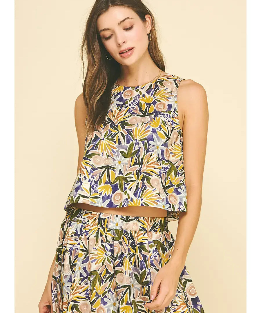 FLORAL PRINT SLEEVELESS TOP