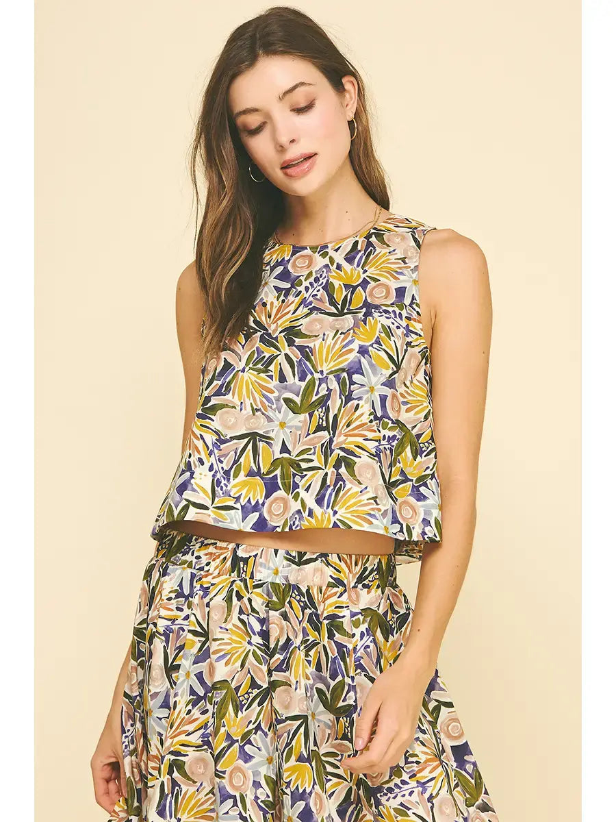 FLORAL PRINT SLEEVELESS TOP