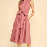 BUTTON DOWN FLARED DRESS
