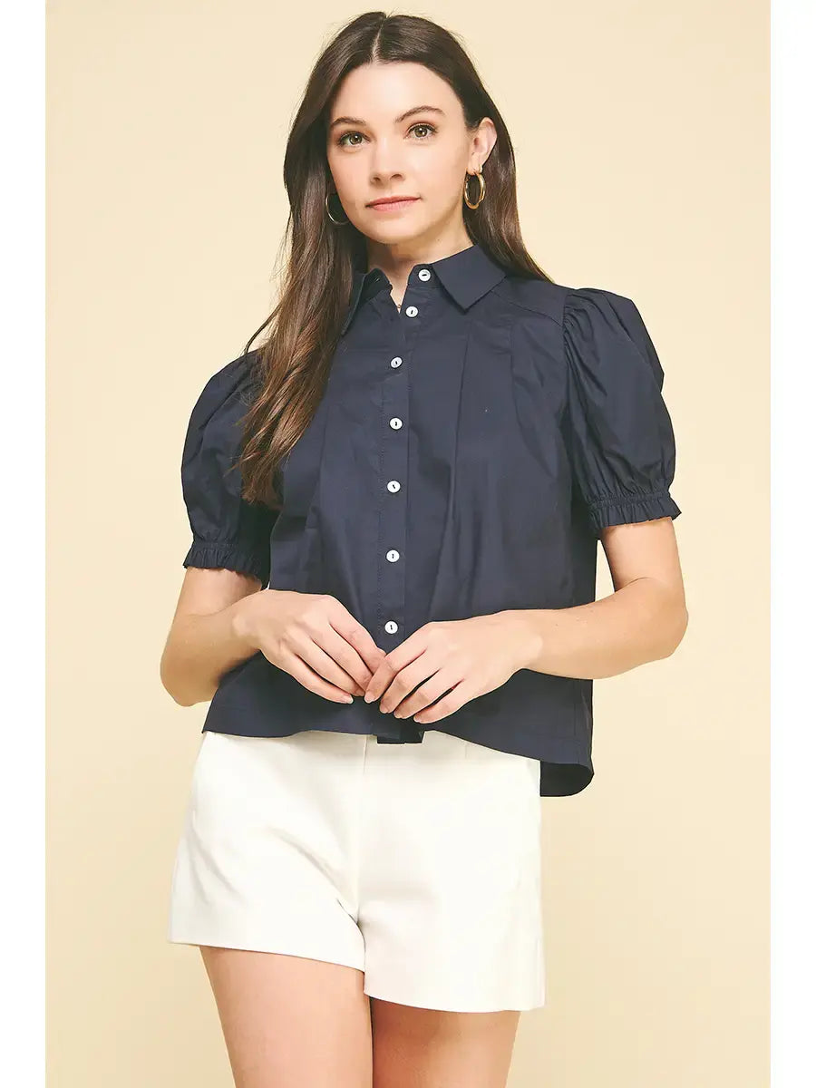 TUCKED DETAIL BUTTON DOWN BLOUSE