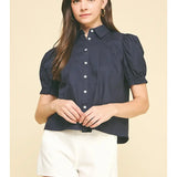 TUCKED DETAIL BUTTON DOWN BLOUSE