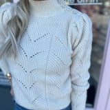 KNIT SWEATER W/ PEARL BUTTON DETAIL