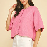BUTTON DOWN SSLV SWEATER