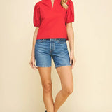 RUFFLE COLLAR POPLIN TOP
