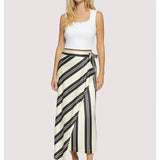 SUMMER STRIPED SATIN WRAP SKIRT