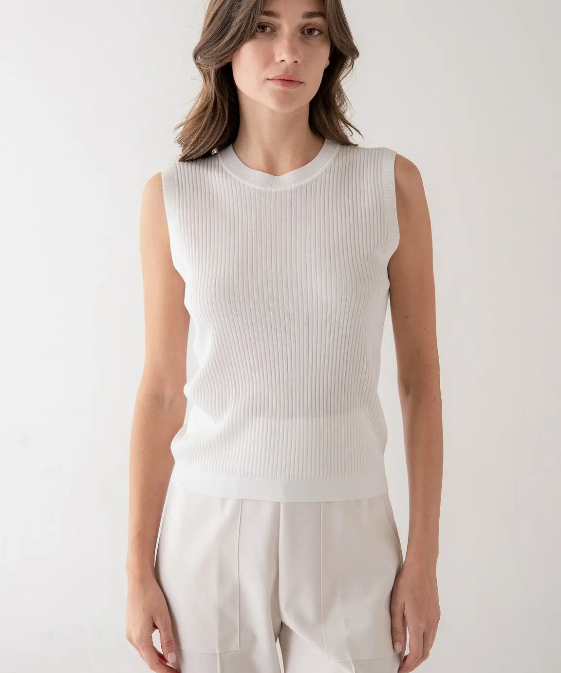 RIBBED SLVLESS KNIT TANK