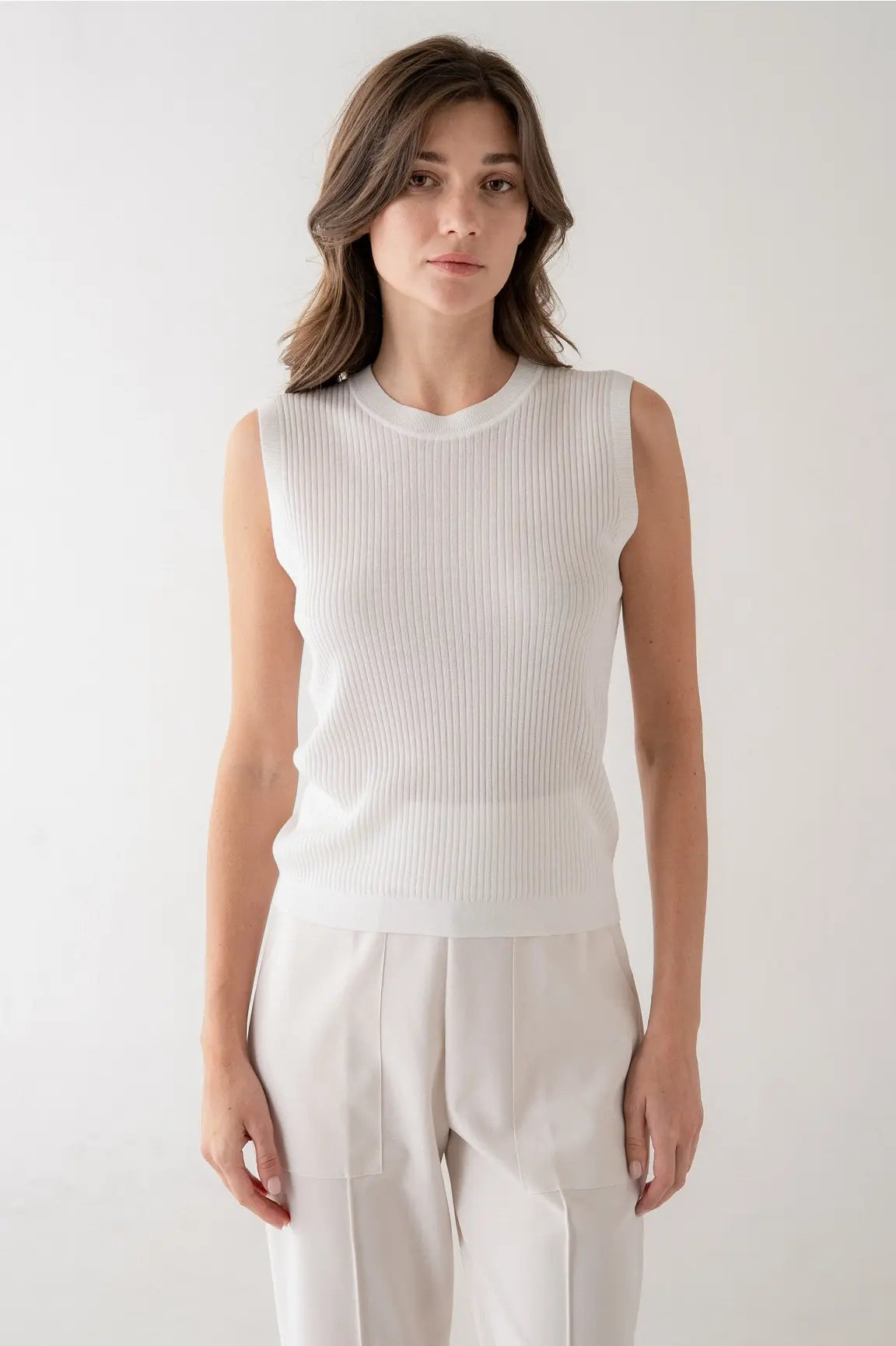 RIBBED SLVLESS KNIT TANK