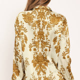 Silky Fall Print Button Down Blouse