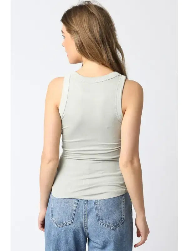 RIBBED HIGH SCOOP NECK TANK
