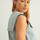 SAILOR COLLAR DENIM TOP