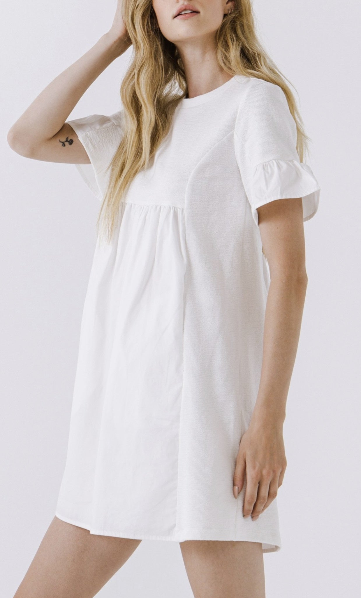 KNIT MIX MINI DRESS WITH POCKETS