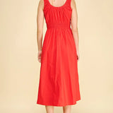 POPLIN  A LINE MIDI DRESS