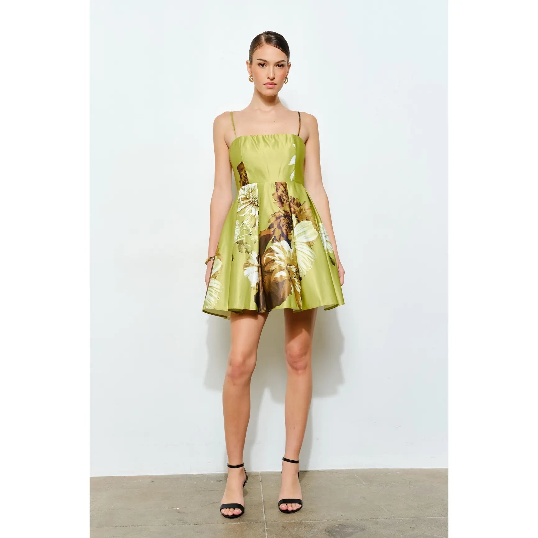 LIME FLORAL MINI DRESS