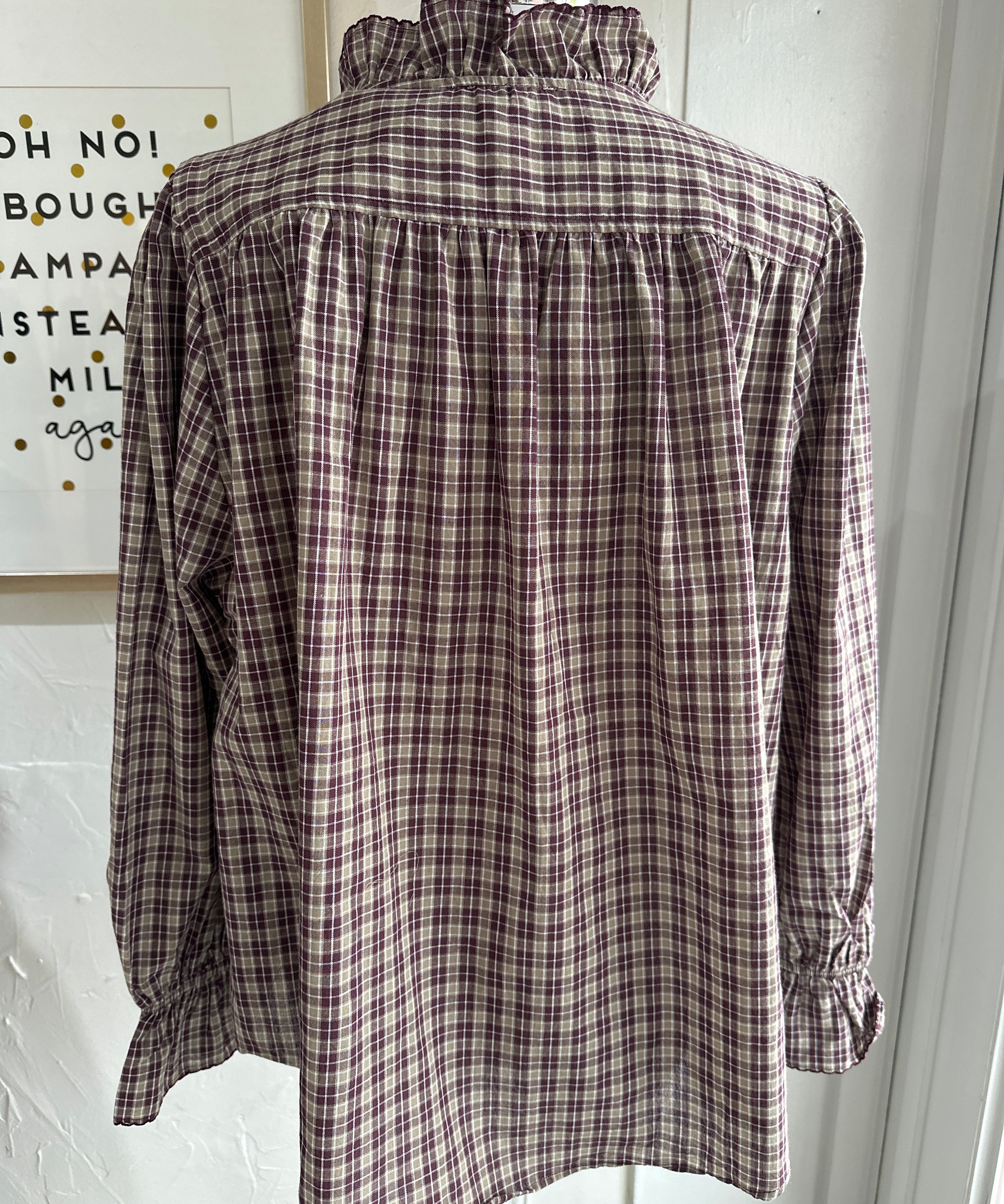 LSLV Plaid Blouse w/ Ruffle Detail
