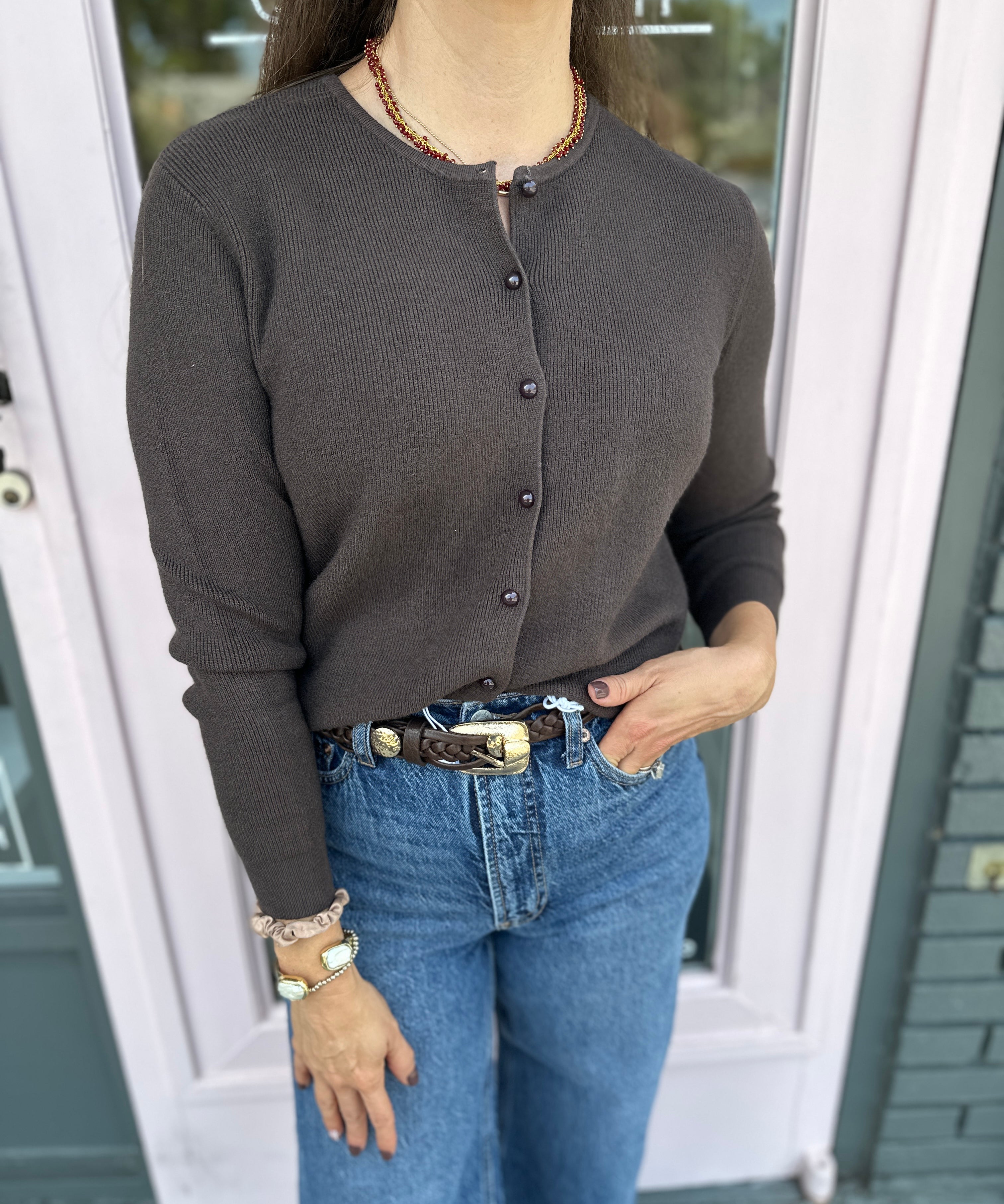 Brown Knit Cardigan