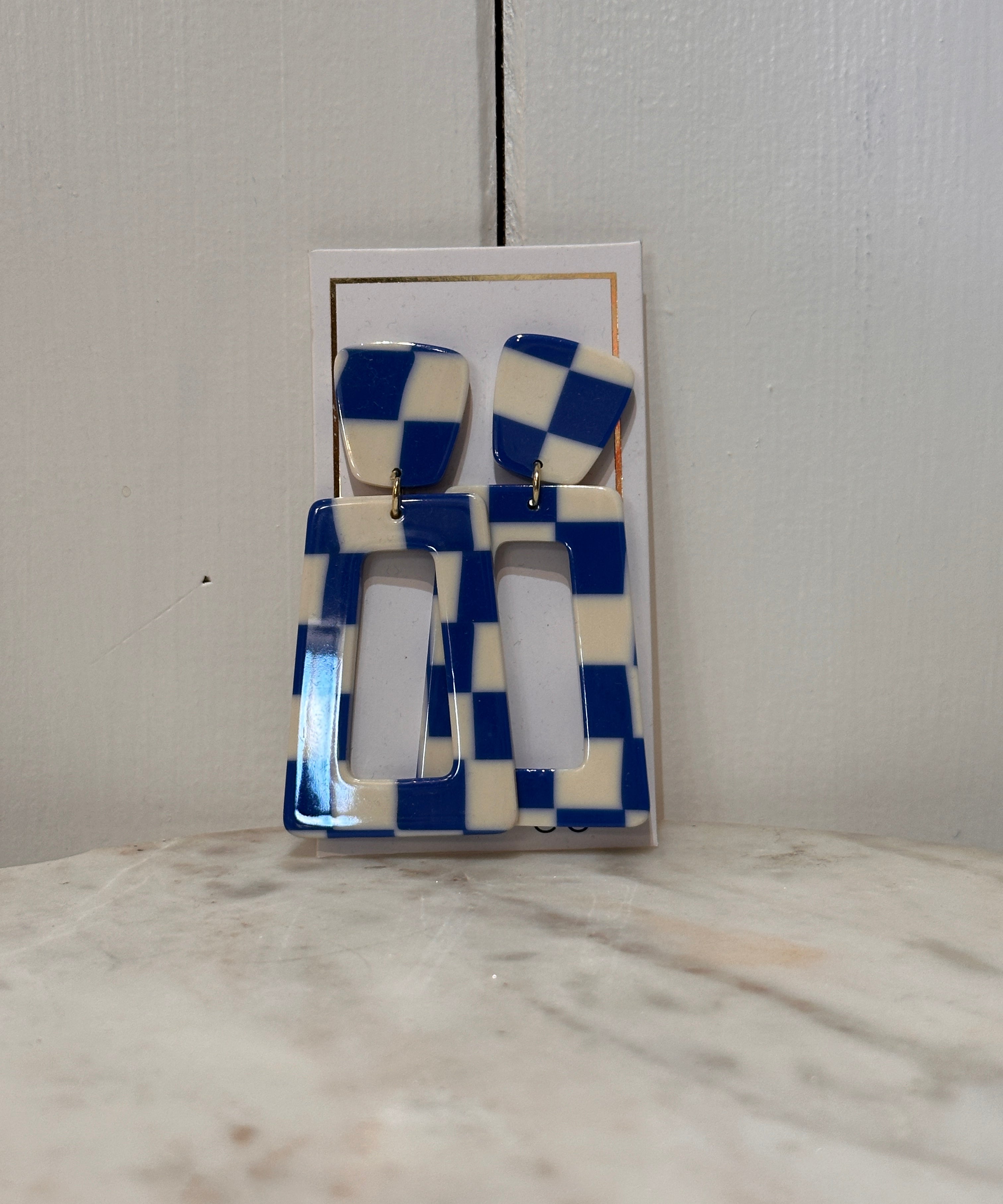 KENNEDY STATEMENT EARRING BLUE MARBLE