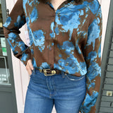 Abstract Print Button Shirt