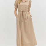 CLAIR TAUPE MIDI DRESS