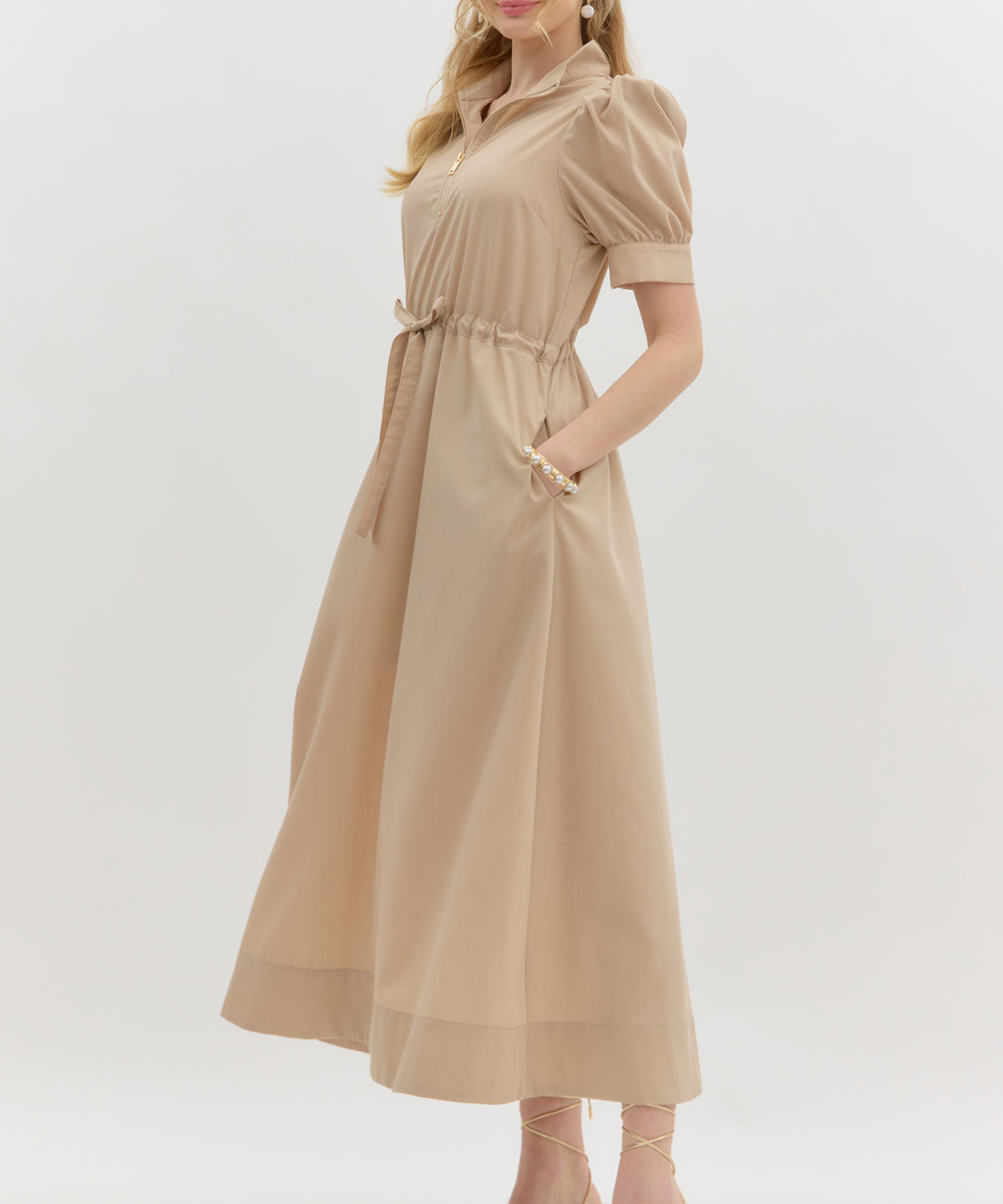 CLAIR TAUPE MIDI DRESS