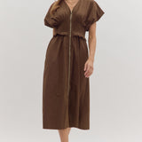 CAT MIDI DRESS BROWN