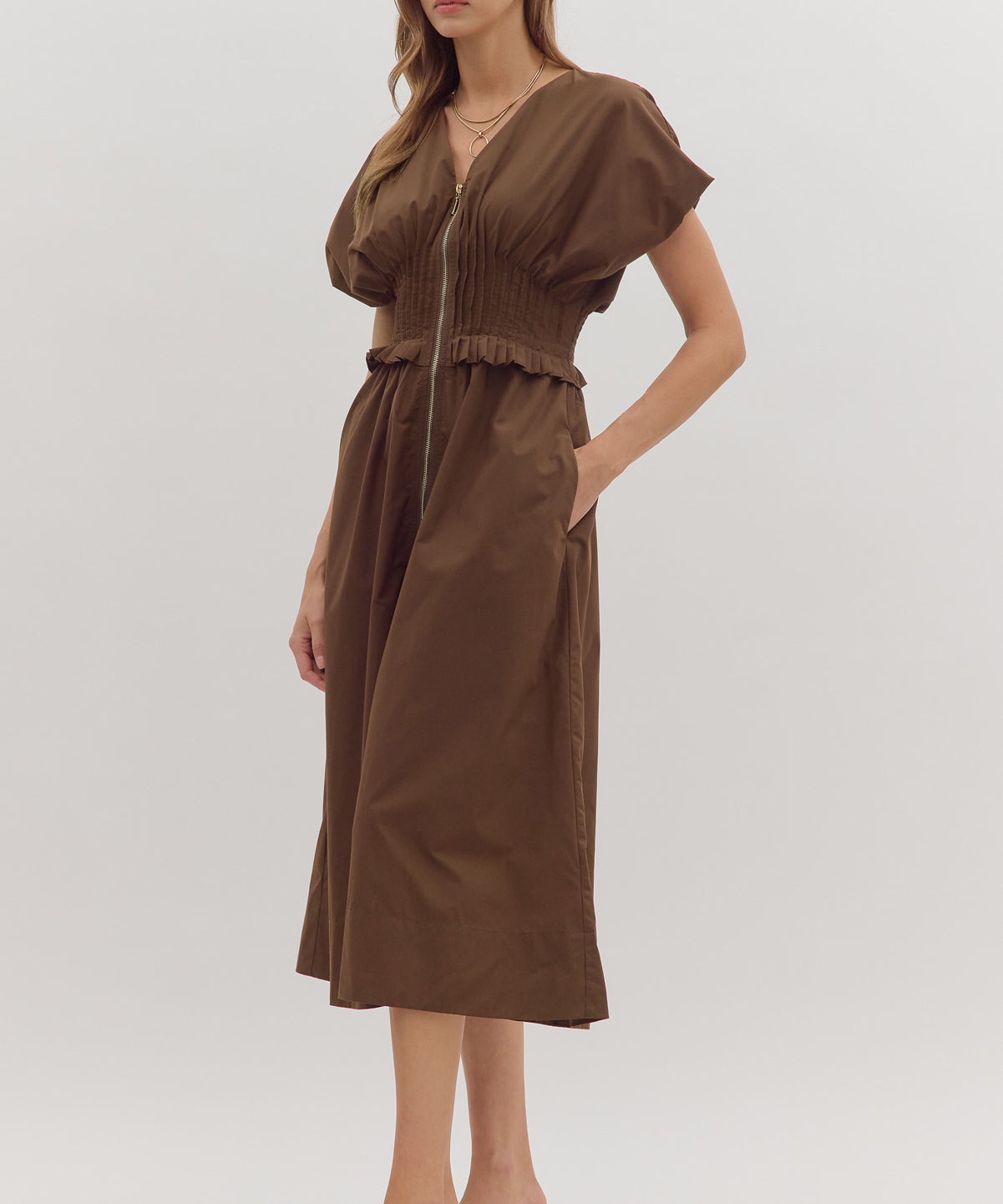 CAT MIDI DRESS BROWN